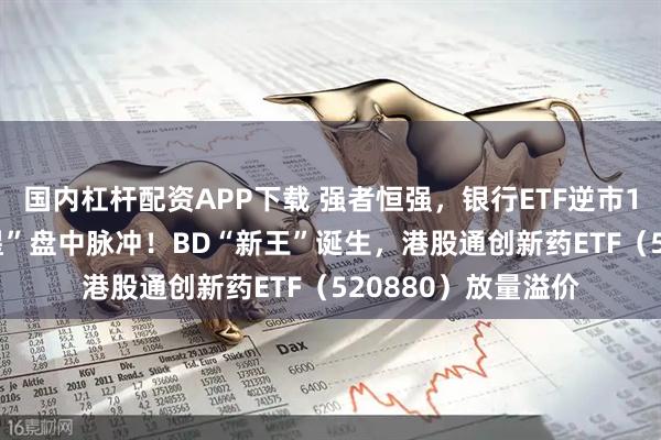 国内杠杆配资APP下载 强者恒强，银行ETF逆市10连阳，“AI双子星”盘中脉冲！BD“新王”诞生，港股通创新药ETF（520880）放量溢价
